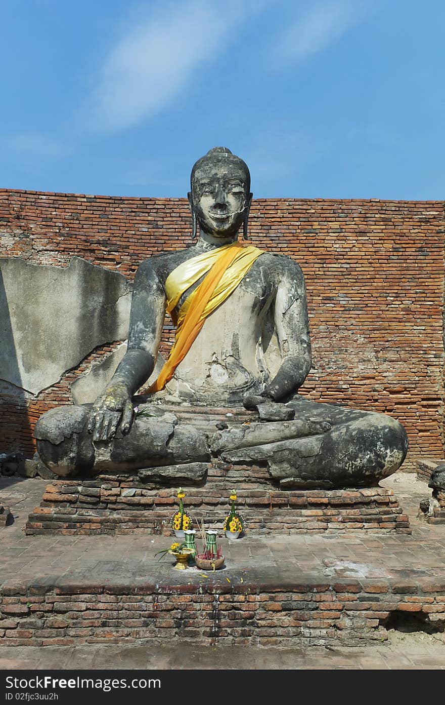 Buddha statue in the Ayutthaya Historical Park, the ruins of the old capital city of the Ayutthaya Kingdom