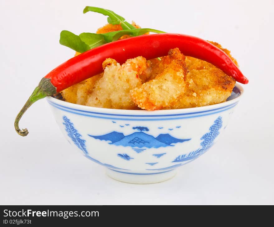 Baked shrimp in a bowl