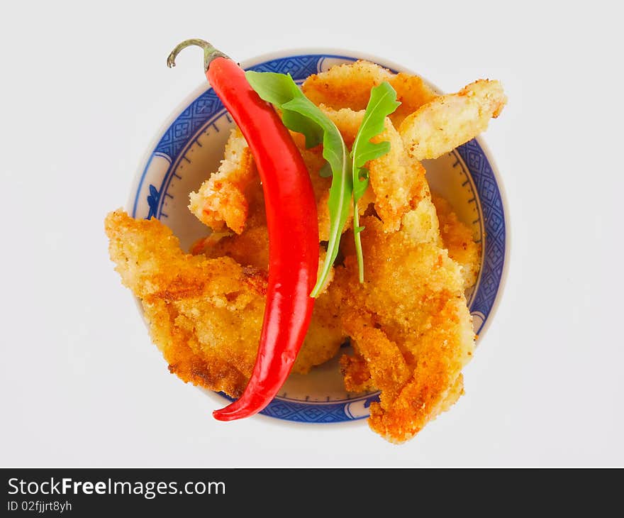 Baked shrimp in a bowl