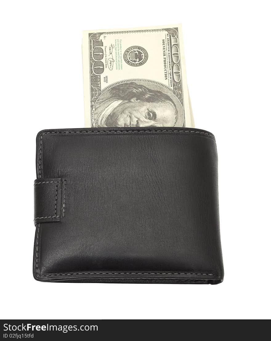 Leather wallet with some dollars inside