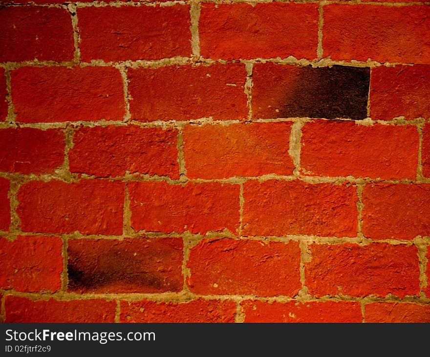 Red brick wall making an interesting texture