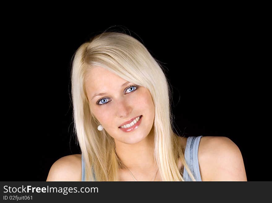 Close-up of a beautiful blond girl with natural make-up. Close-up of a beautiful blond girl with natural make-up