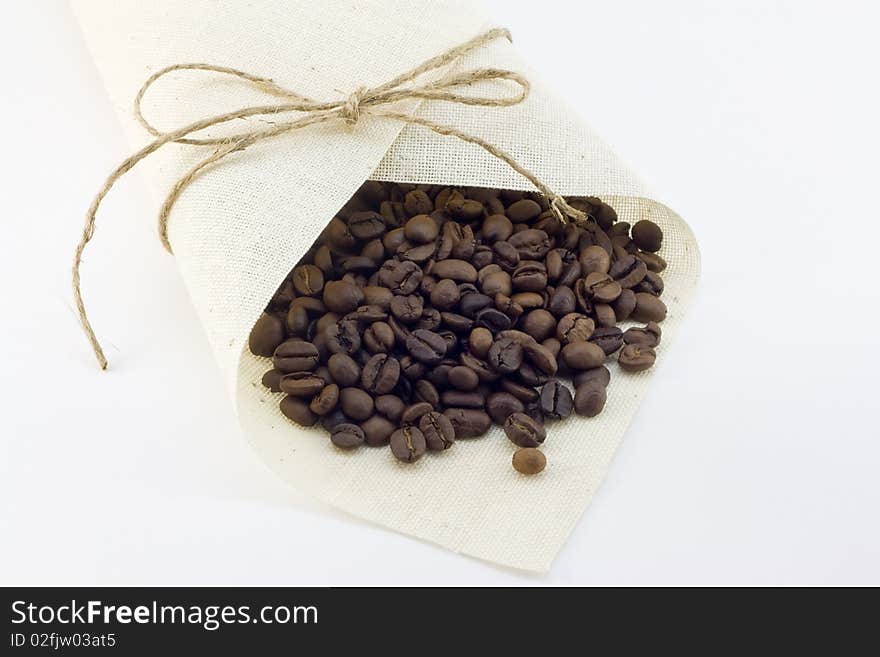 Coffee grains in a bag