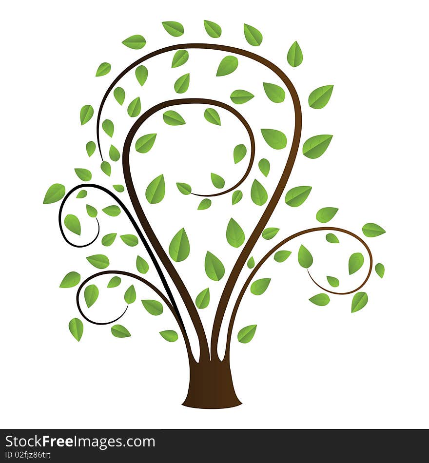 Tree drawing on a white background. Vector illustration