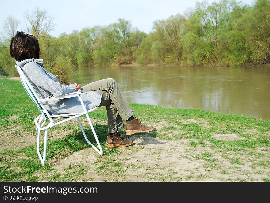 Woman sitting in the chair