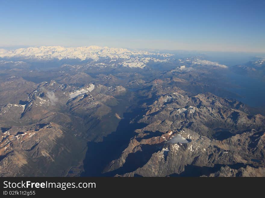 Aerial view of Tierra del Fuego in Argentina