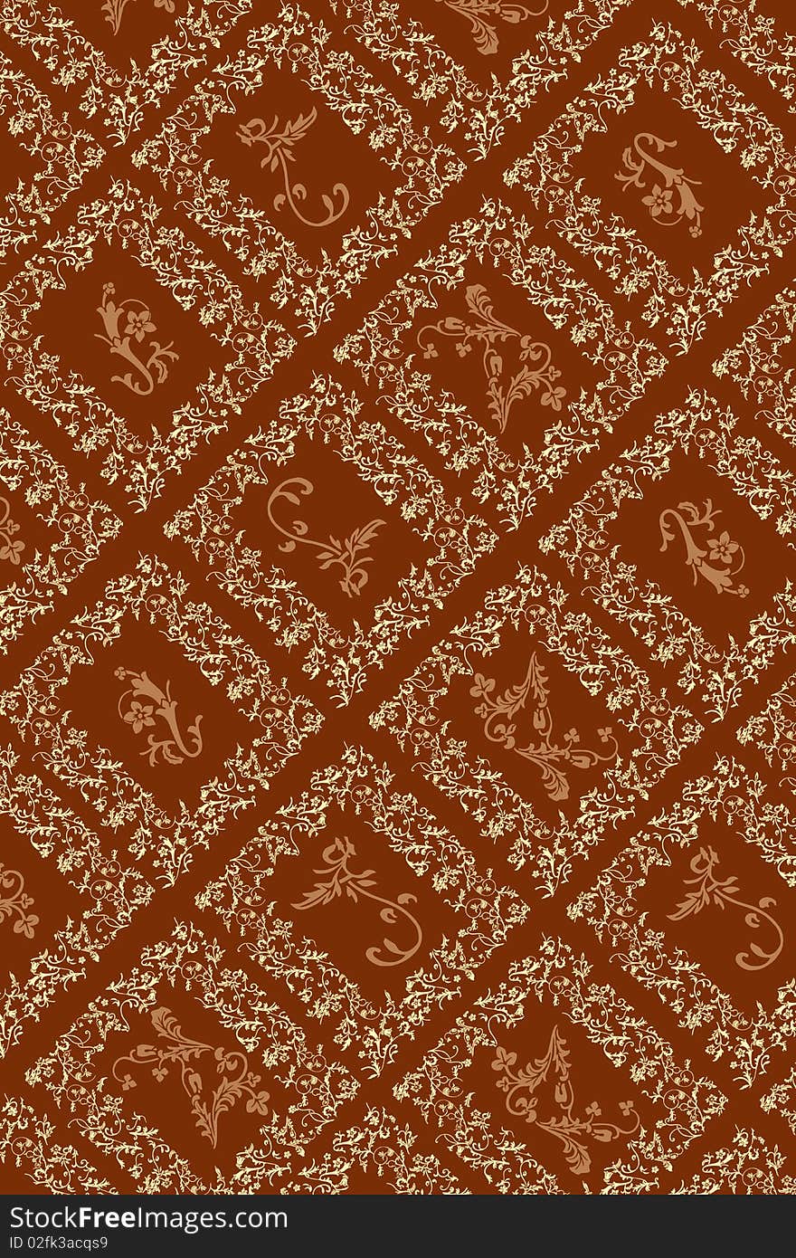 Orange antique wallpaper displayed on a sheet of paper