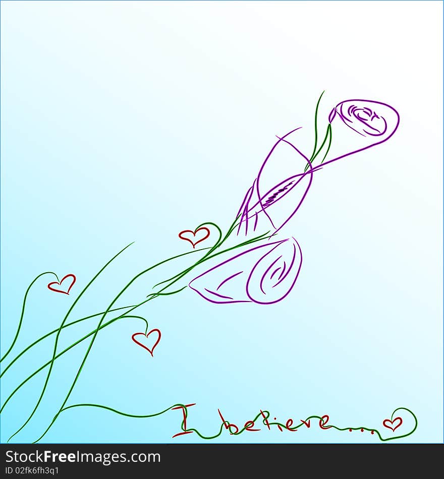 Two roses. Created in Adobe Illustrator (with ). Two roses. Created in Adobe Illustrator (with )