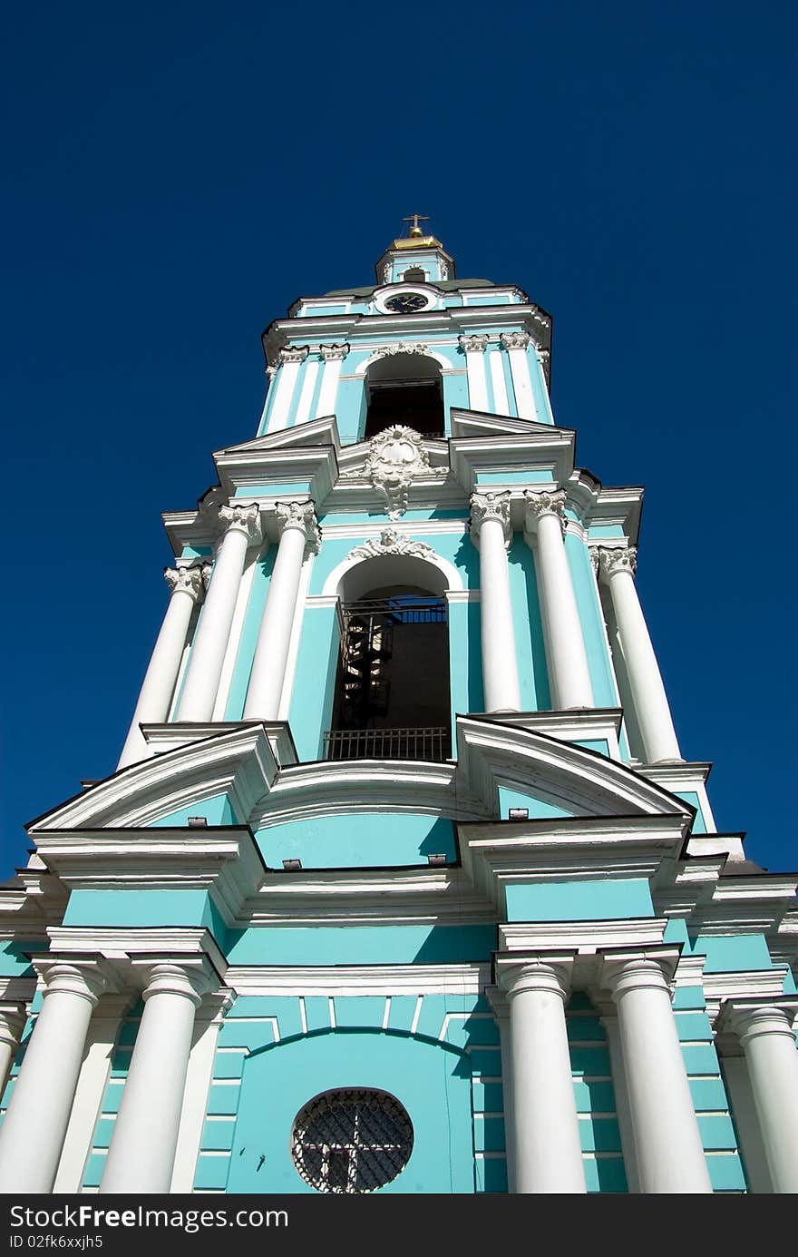 Belltower of church of the Trinity in Silversmiths in Moscow. Belltower of church of the Trinity in Silversmiths in Moscow.