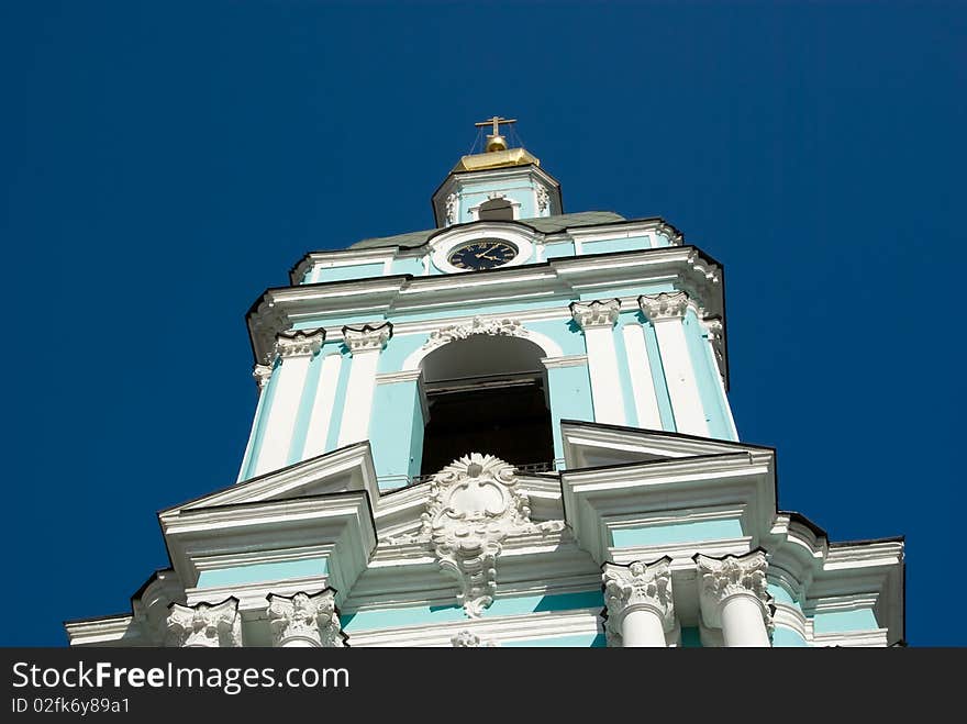 Fragment of a belltower of church of the Trinity in Silversmiths in Moscow. Fragment of a belltower of church of the Trinity in Silversmiths in Moscow.