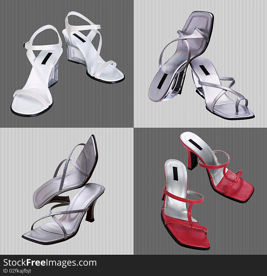 Different design shoes isolated on background