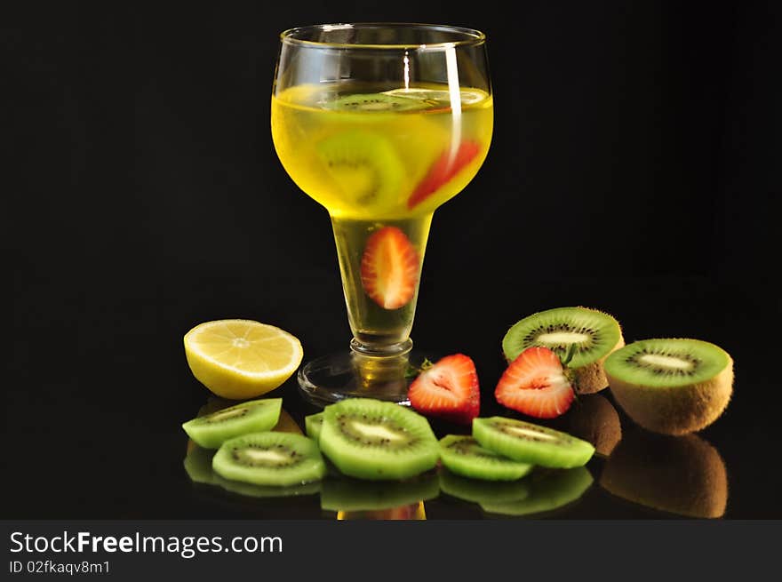 Fruit colored jello  in a glass