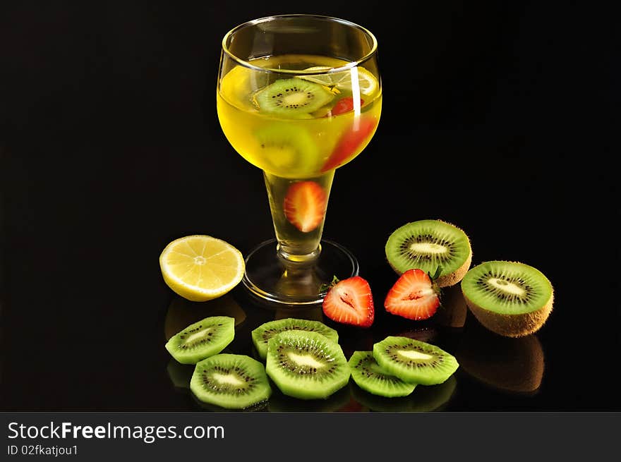 Fruit colored jello  in a glass