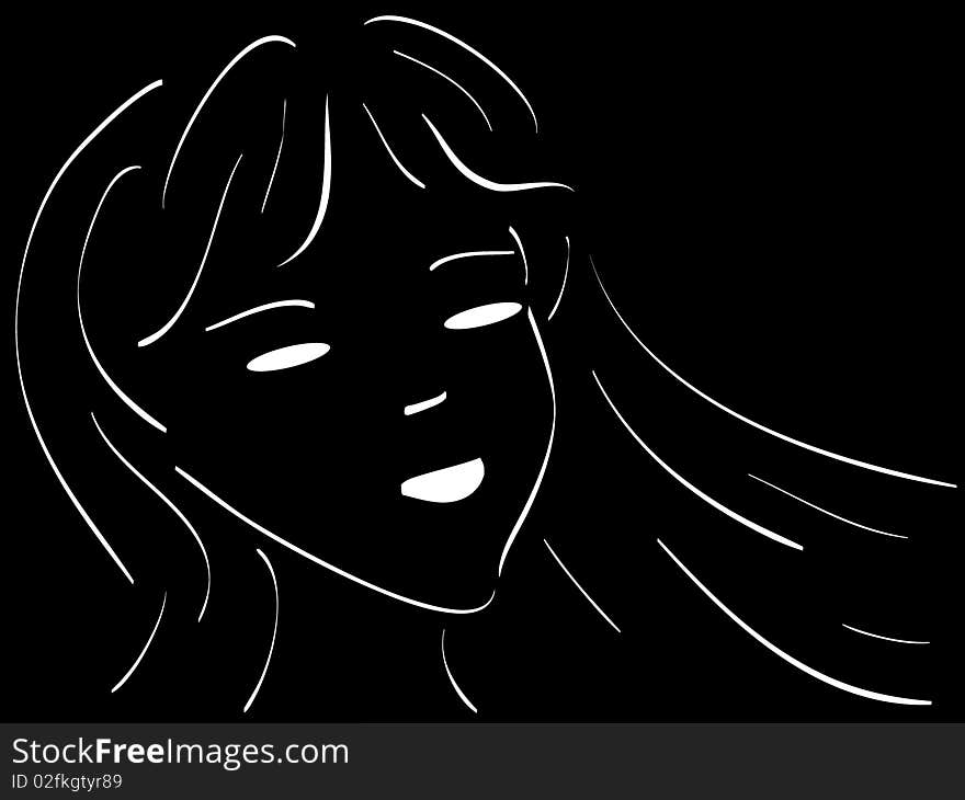 Beautiful woman's face on a black background