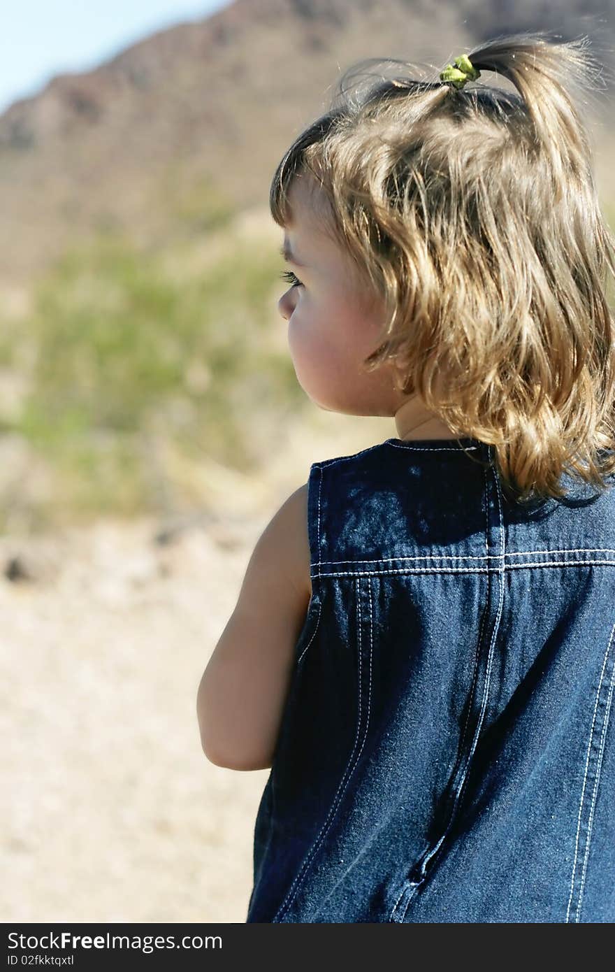 Profile of cute girl on a summery day in the desert. Profile of cute girl on a summery day in the desert.