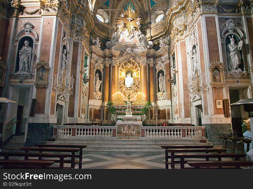 The altar of the Acquasanta's Monastery in Liguria. The altar of the Acquasanta's Monastery in Liguria