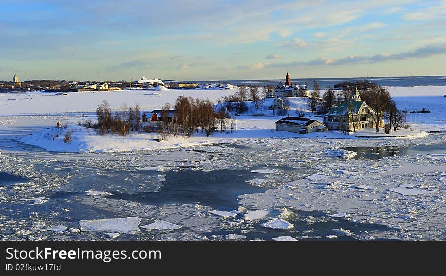 Icy Baltic sea Helsinki