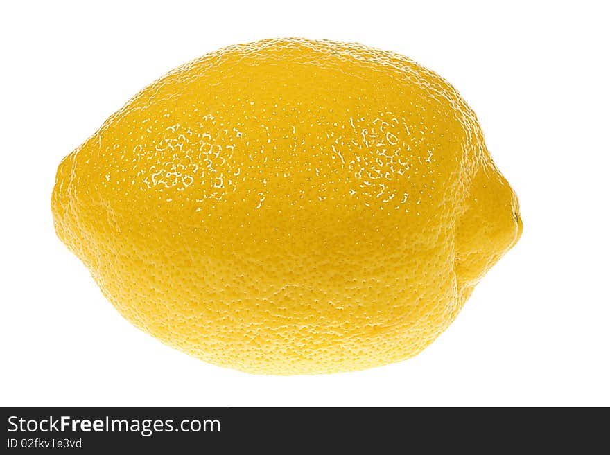 Whole lemon isolated on white background