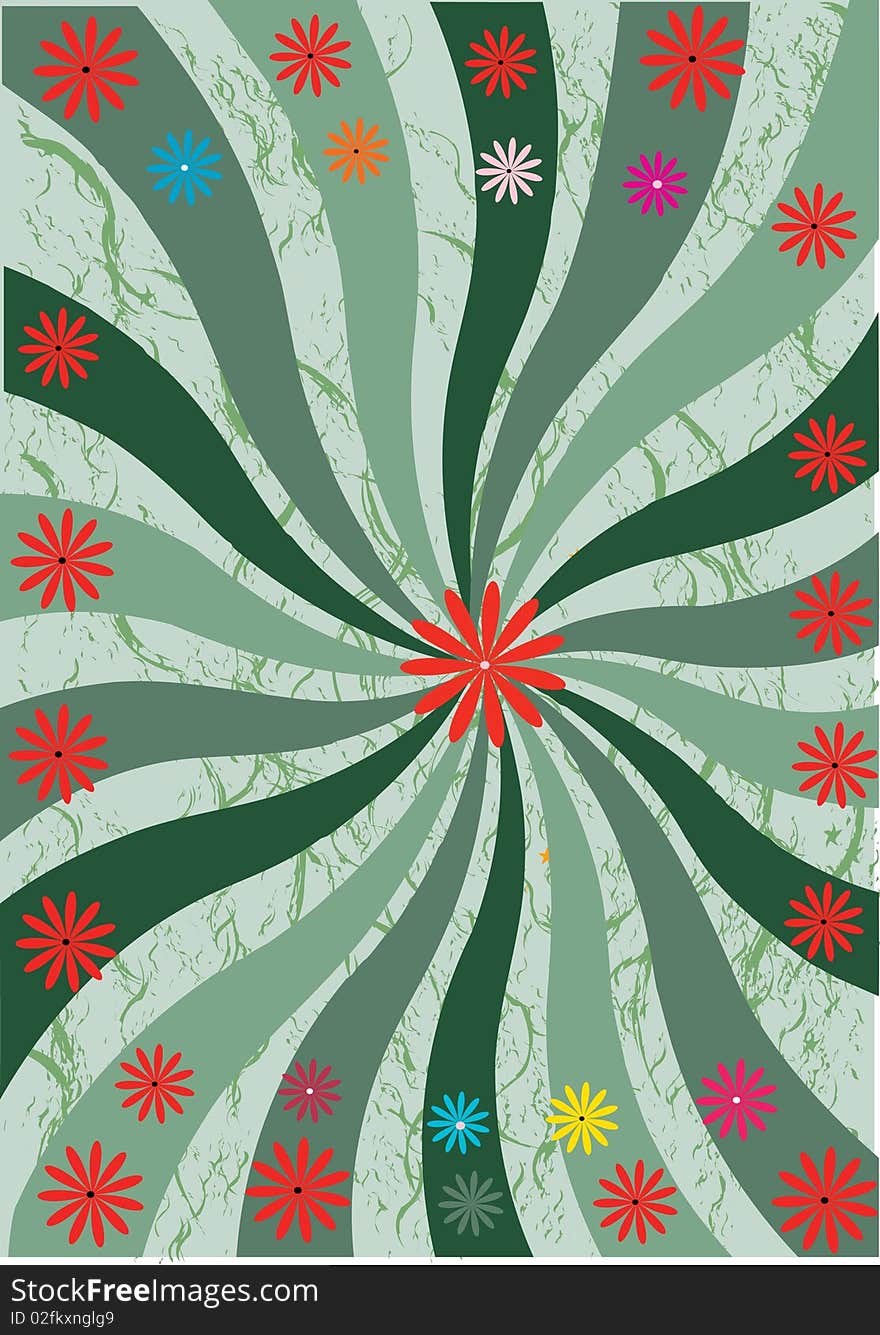 Grunge background with swirls and flowers. Grunge background with swirls and flowers