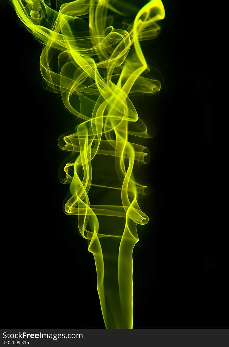 Beautiful green smoke on black background