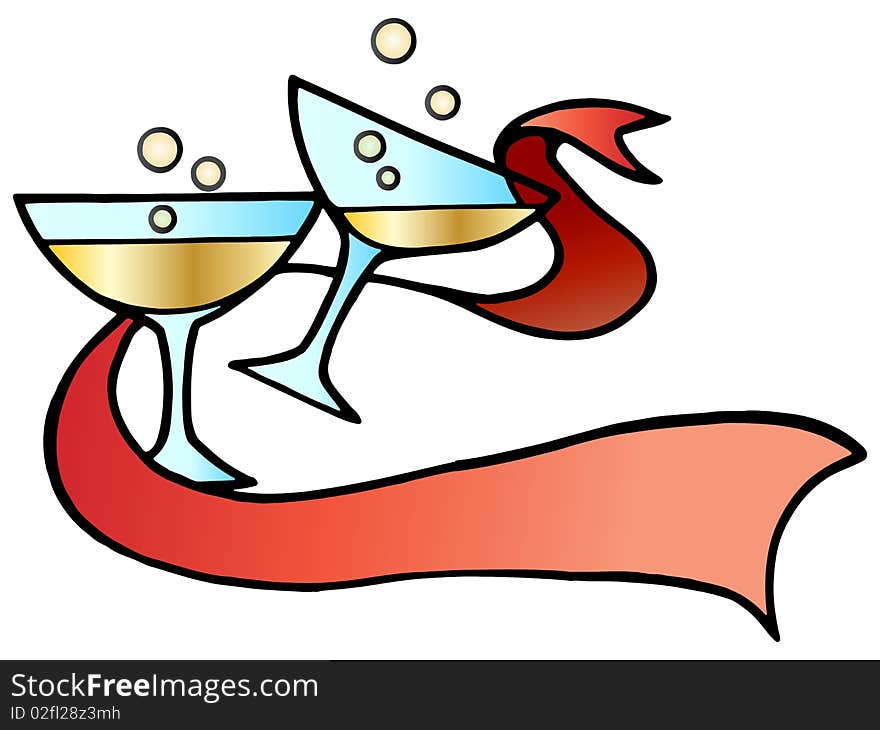 Isolated wine cartoon over red ribbon you can write on; Beverage illustration. Isolated wine cartoon over red ribbon you can write on; Beverage illustration