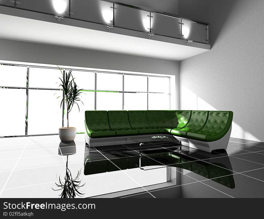 Modern interior of living room 3D