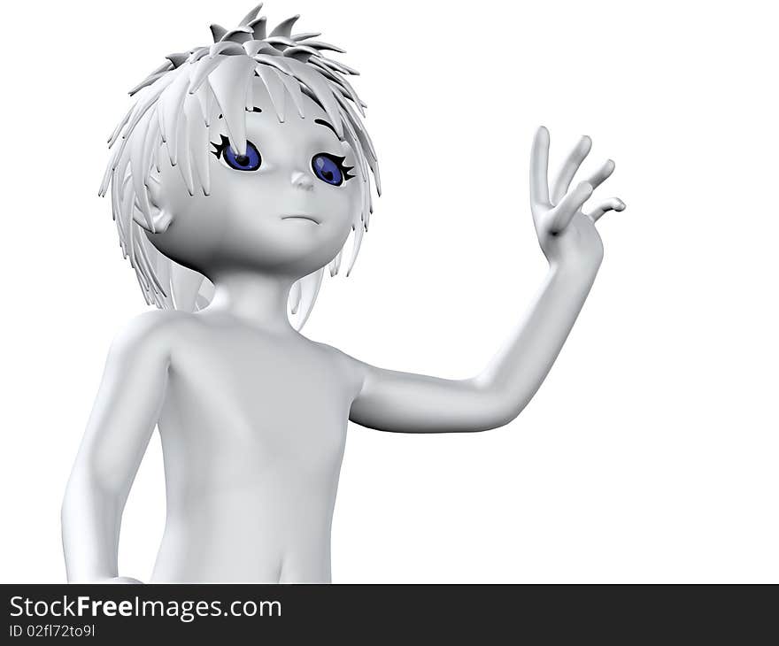 Cute 3d character waving hello