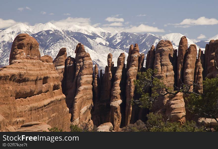 Fin canyon in the backcountry of Arches. Fin canyon in the backcountry of Arches