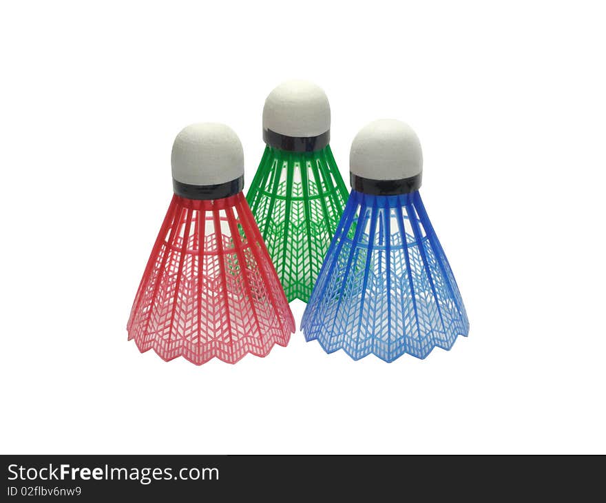 Three Color Banminton Volans Isolated Over White