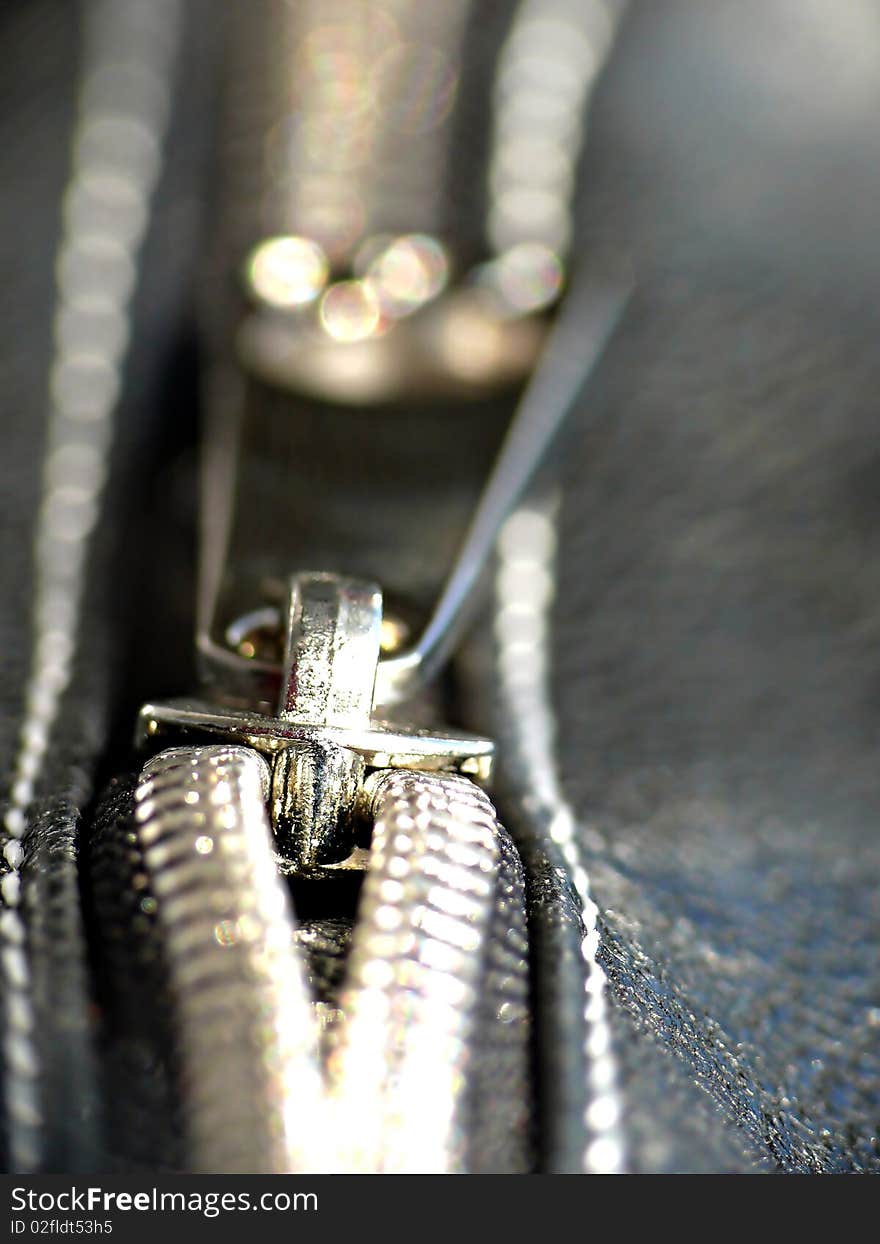 Silver zipper close-up