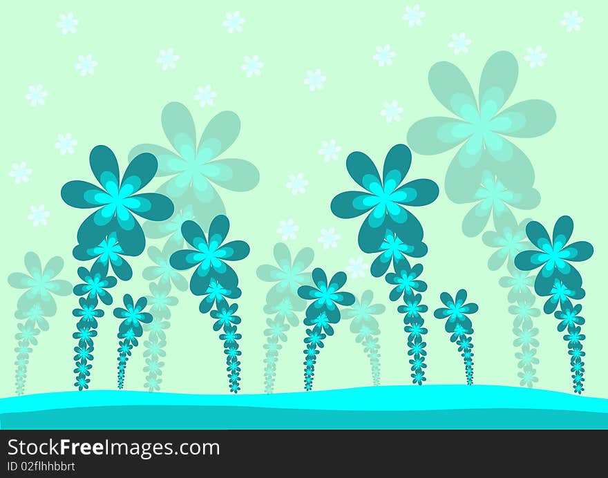 Abstract illustration with blue flower. Abstract illustration with blue flower