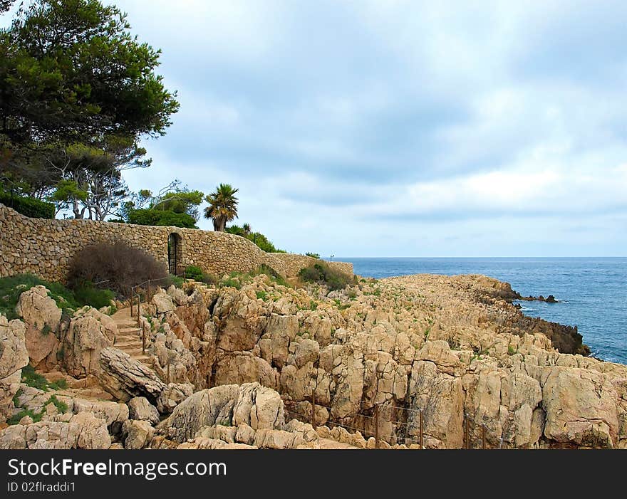 French Riviera Coast near Antibes city, France