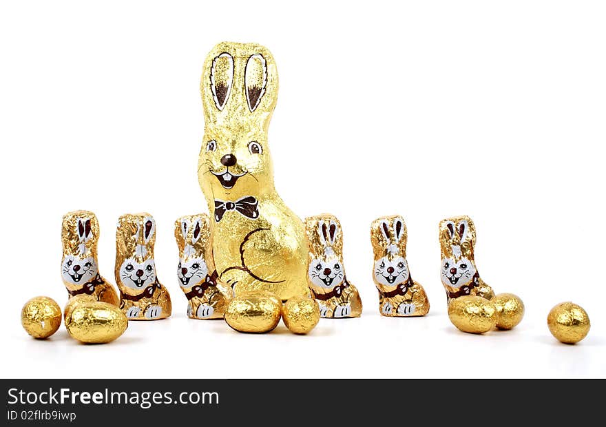 Easter chocolate rabbitt - bunny in white background