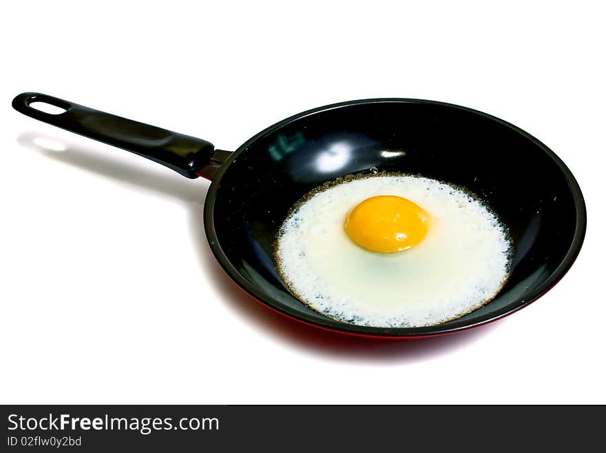 Prepared egg on a frying pan