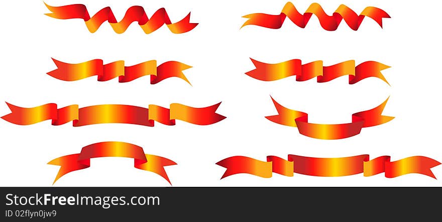 Vector set of red banners on white