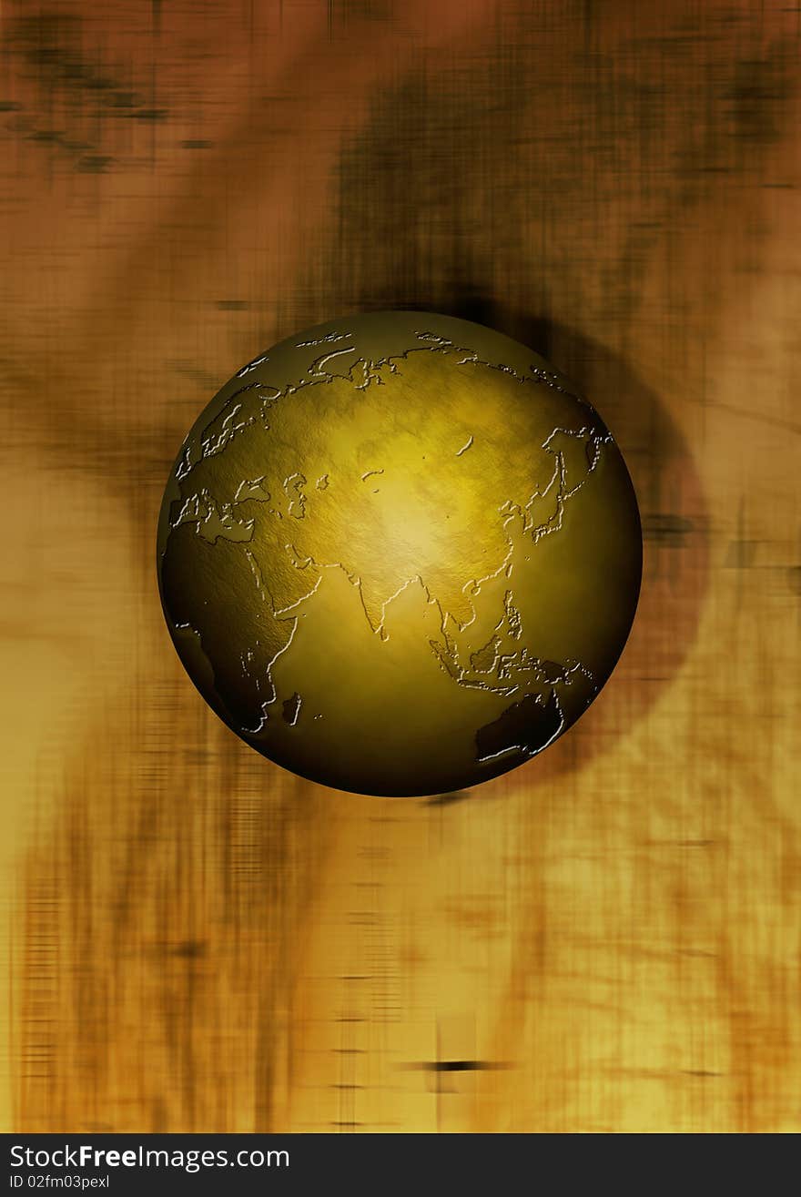 An illustration of globe with copper effect. An illustration of globe with copper effect