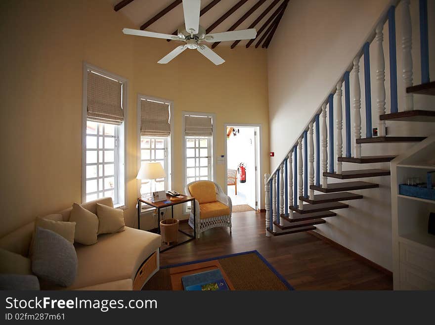 Interior of tropical hotel room