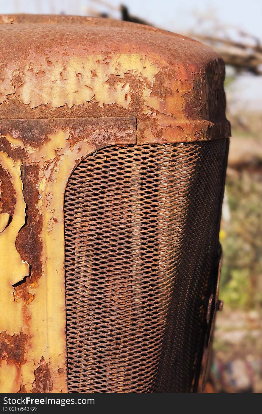 Rusted tractor hood