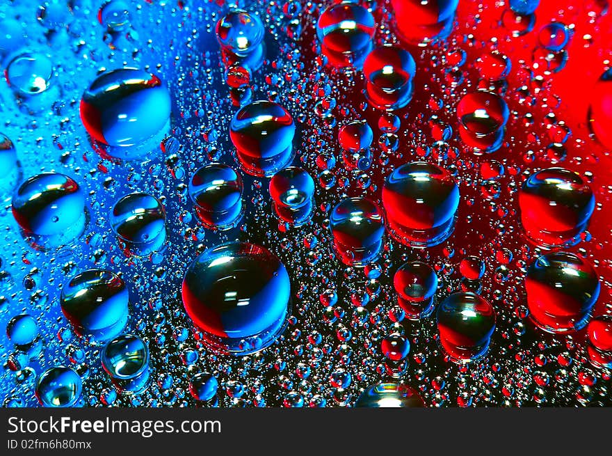 Large drops blue and red. Large drops blue and red