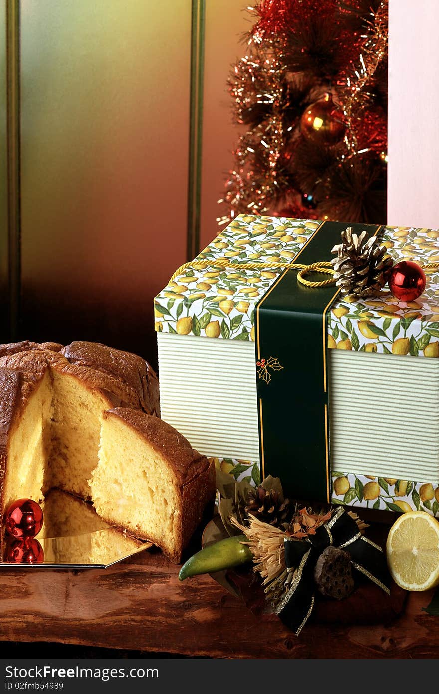 Still life of Italian Christmas cake. Still life of Italian Christmas cake