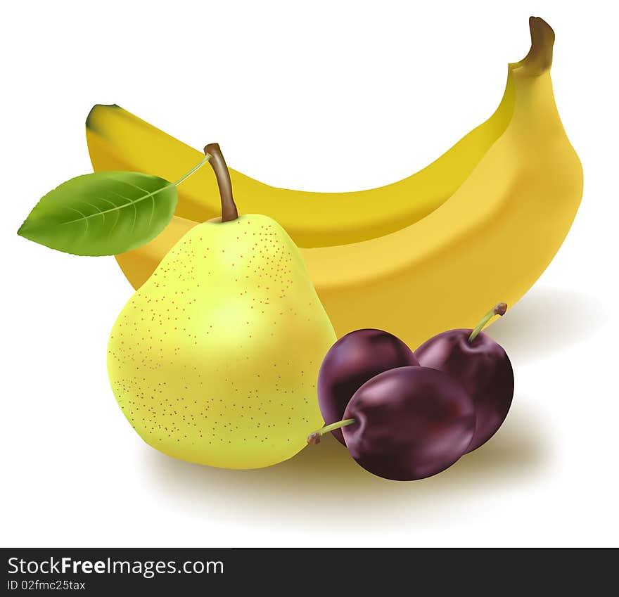 Photo-realistic illustration. Colorful group of fresh fruit. Photo-realistic illustration. Colorful group of fresh fruit.