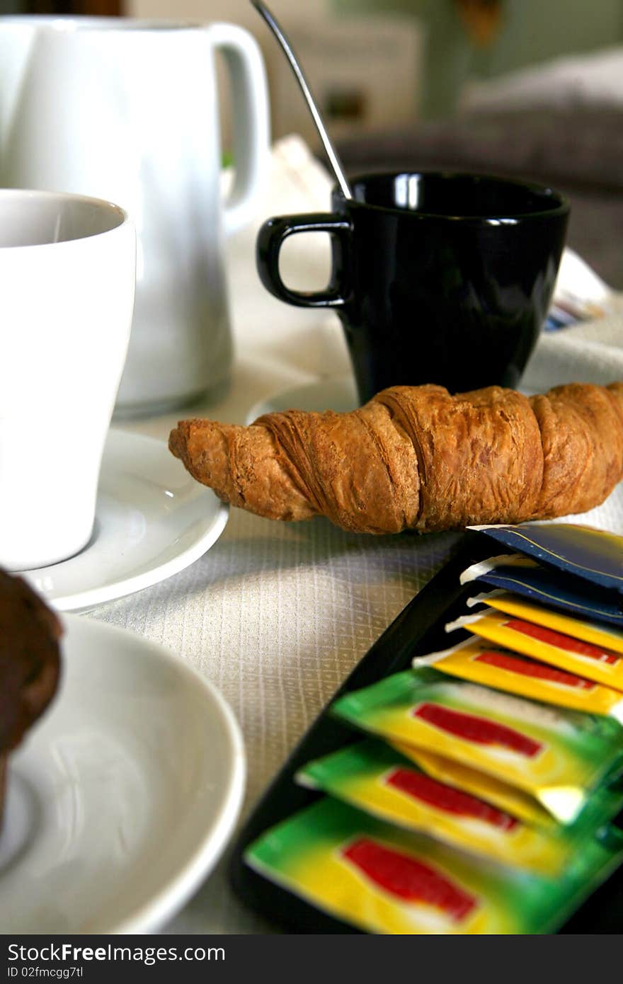 Breakfast cups with a croissant