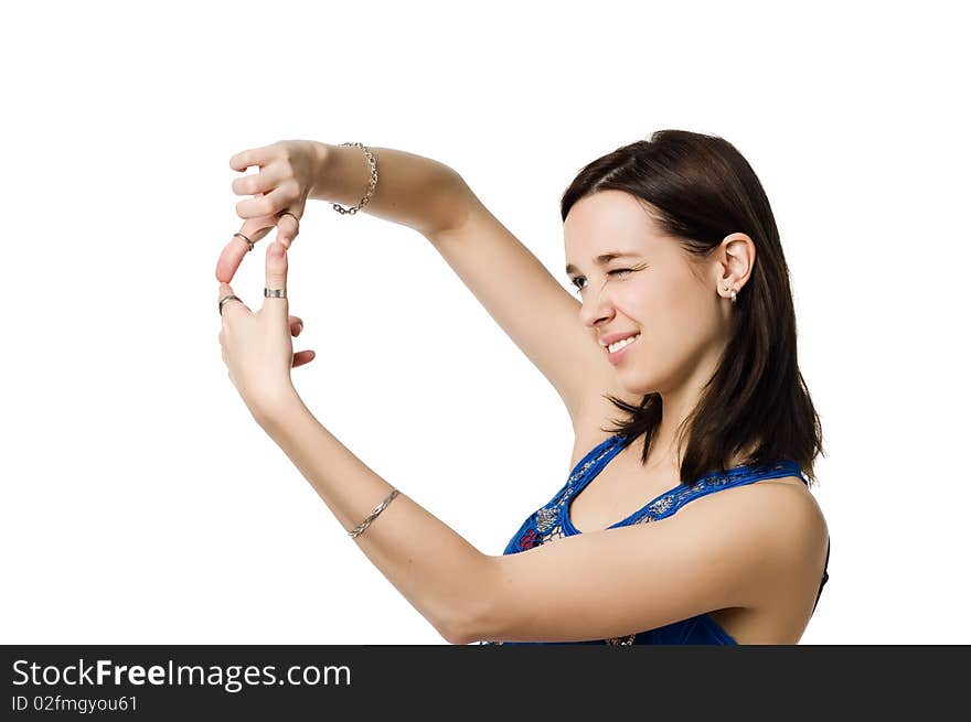 Looking Young Woman Isolated On White Background