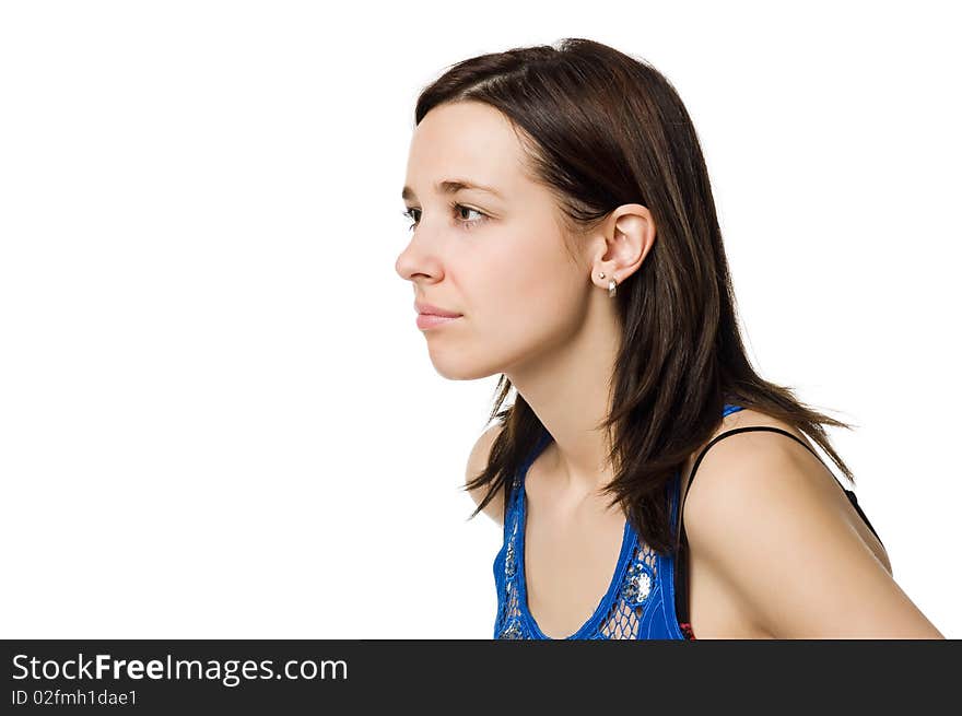 Looking Young Woman Isolated On White Background