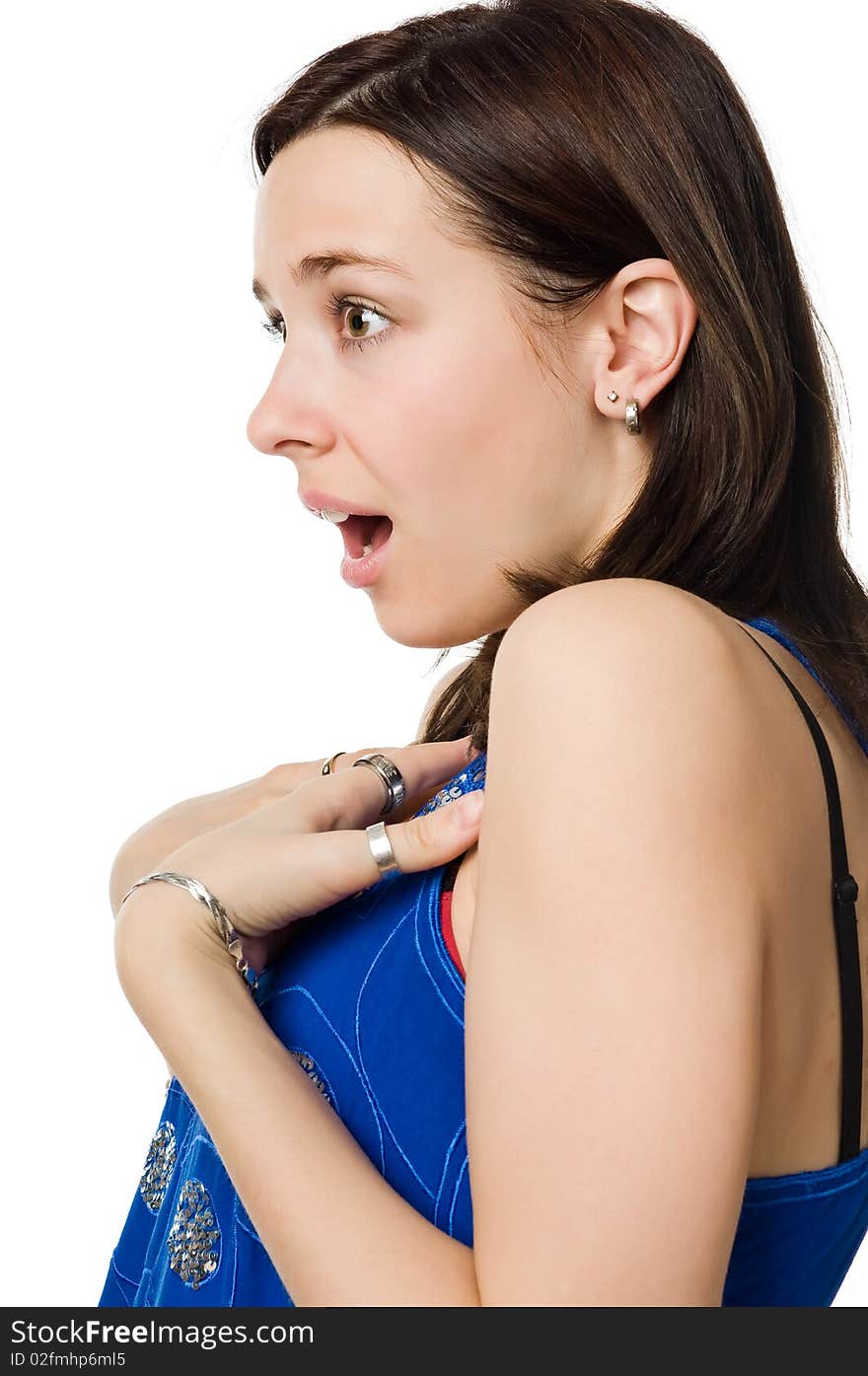 Surprised Young Woman Isolated On White Background