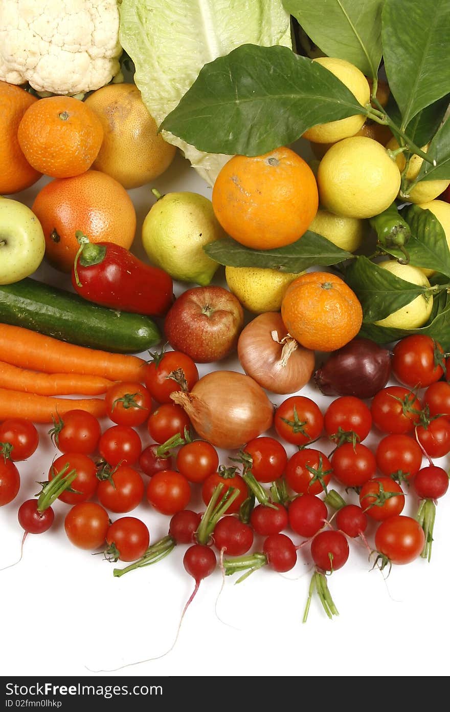 Image of a composition composed of fruits and vegetables. Image of a composition composed of fruits and vegetables