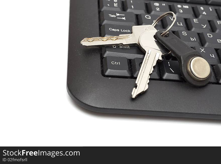 Closeup key on keyboard isolated. Closeup key on keyboard isolated