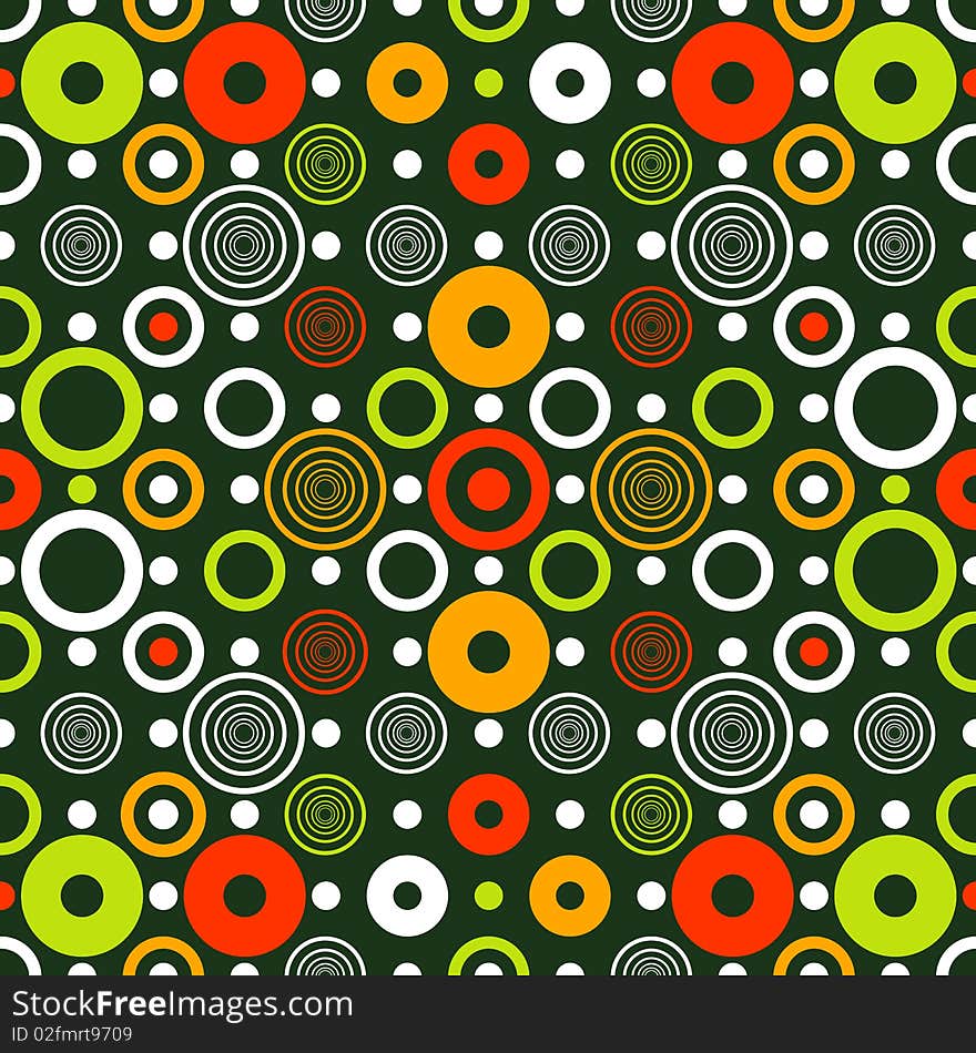 Abstract green seamless background with concentric colorful circles. Abstract green seamless background with concentric colorful circles