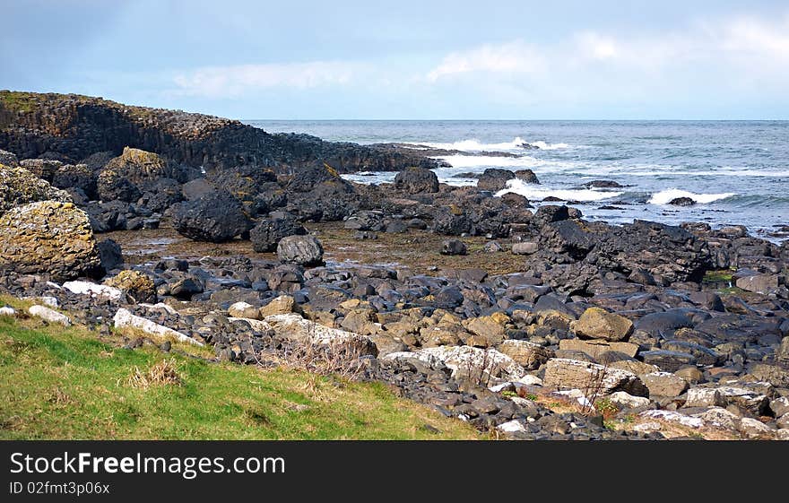 Jutting rock formation of the Giant's Causeway. Jutting rock formation of the Giant's Causeway