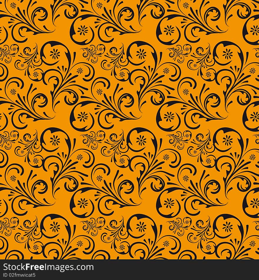 Seamless floral background of orange and white